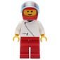 Man, White Jacket with Zipper, Red Legs, Red Helmet with Visor