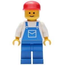 Man, Blue Overalls, Red Cap (3626a Head) (fig-000221)