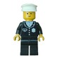 Policeman, Black Suit with Pocket and Badge, White Hat (3626a Head)