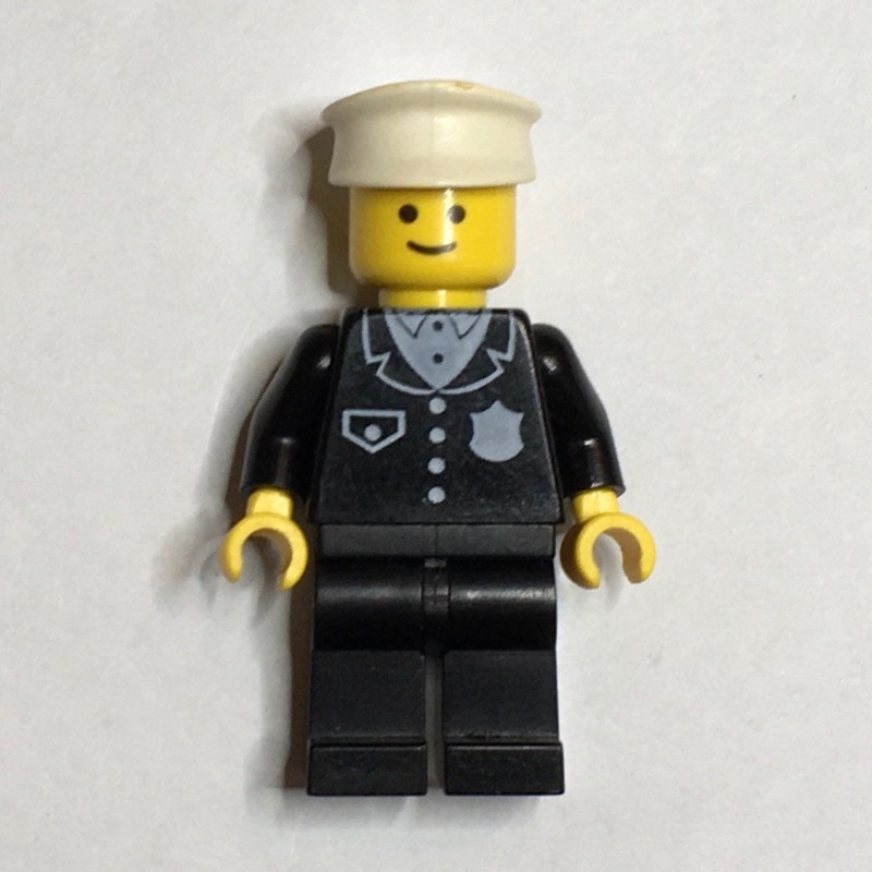 LEGO Set fig-000225 Policeman, Black Suit with Pocket and Badge, White ...