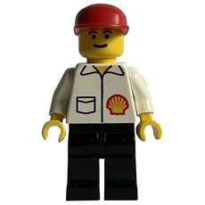 Man, White Shirt with Shell Logo, Red Cap (fig-000231)