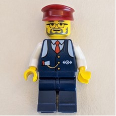 Conductor - Dark Blue Jacket, Dark Blue Legs, Dark Red Hat, Glasses (fig-000253)