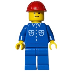 Man, Blue Shirt, Blue Legs, Red Hard Hat (fig-000285)
