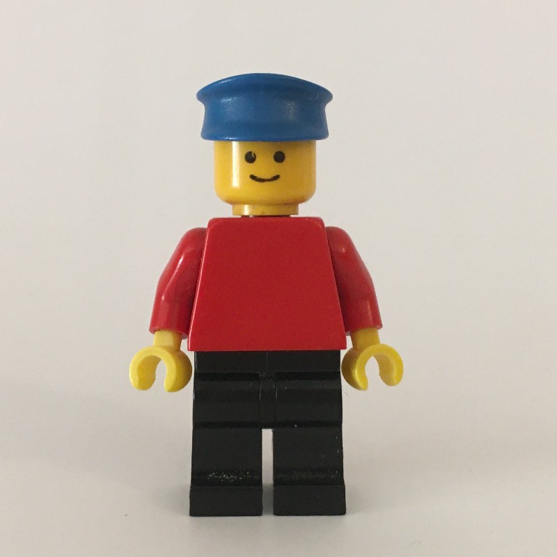 LEGO Set fig-000289 Man, Plain Red Torso, Black Legs, Blue Hat ...