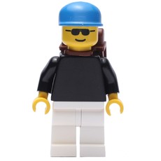 Man, Black Torso, White Legs, Blue Cap, Backpack, Sunglasses (fig-000314)