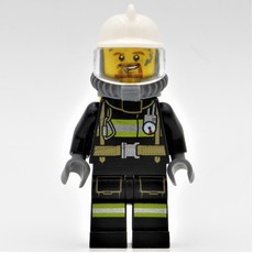 Ed, Black Fire Suit with Gauge and Straps, White Helmet, Breathing Apparatus, Airtanks, Goatee Beard (fig-000334)