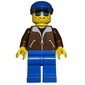 Man, Brown Jacket, Blue Legs, Blue Cap, Blue Sunglasses