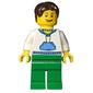 Man, White and Blue Hoodie, Green Legs, Dark Brown Hair