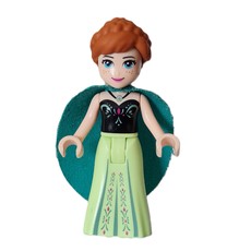 Anna - Black Vest, Yellowish Green Dress, Dark Turquoise Cape (fig-000350)