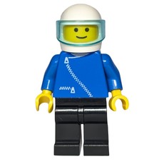 Man, Blue Jacket with Zipper, Black Legs, White Helmet with Visor (fig-000351)