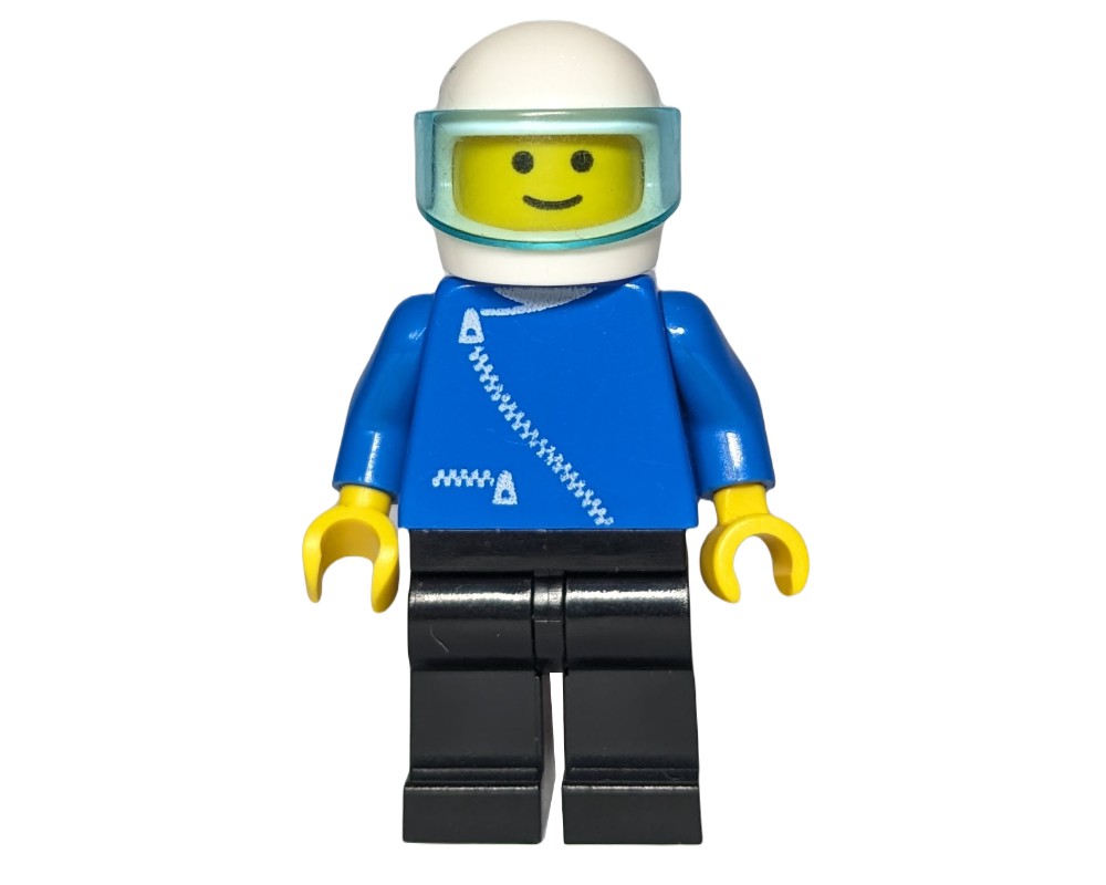 LEGO Set fig-000351 Man, Blue Jacket with Zipper, Black Legs, White ...