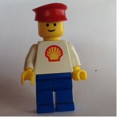 Man, White Torso with Shell Logo, Blue Legs, Red Hat (fig-000352)