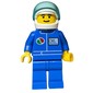 Racer, Blue Jacket with Octan Logo, Blue Legs, White Helmet with Visor