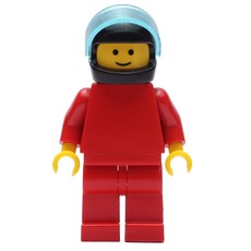 Man, Plain Red, Black Helmet with Visor (fig-000354)