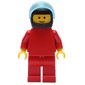 Man, Plain Red, Black Helmet with Visor