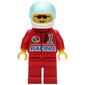 Racer, Red Jacket with Octan Logo and 'RACING', Red Legs, White Helmet with Trans-Light Blue Visor, Sunglasses