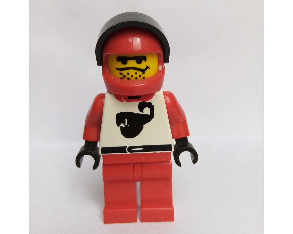 LEGO Set fig-000371 Racer, Red and White Outfit with Scorpion, Red ...