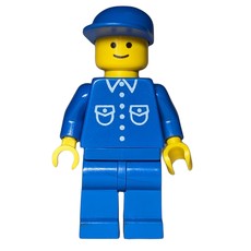 Man, Blue Shirt with Buttons and Pockets, Blue Legs, Blue Cap (3626b Head) (fig-000394)
