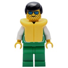 Man, Green Jacket, Green Legs, Black Hair, Yellow Life Vest, Sunglasses (fig-000409)