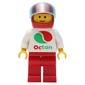 Racer, White Top with Large Octan Logo, Red Legs, Red Helmet with Visor