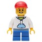 Boy, White and Blue Hoodie, Short Blue Legs, Red Cap