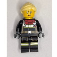 Firefighter, Black Fire Suit, Bright Light Yellow Ponytail Hair (fig-000440)
