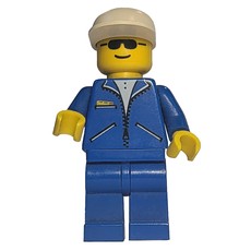 Man, Blue Jacket with Zipper, Blue Legs, White Cap, Sunglasses (fig-000442)