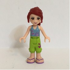 Mia - Medium Blue Top, Lime Shorts (fig-000456)