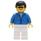 Blue Jacket, White Legs, Black Hair