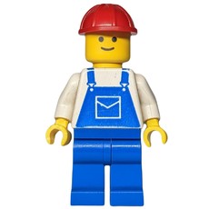 Man, Blue Overalls, Red Hard Hat (fig-000478)