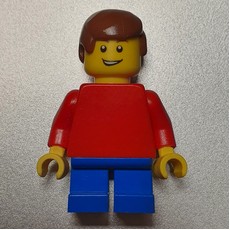 Boy, Plain Red Torso, Short Blue Legs, Reddish Brown Hair (fig-000480)