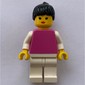 Woman, Medium Dark Pink Torso, White Legs, Black Hair