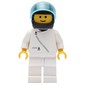 Racer, White Jacket with Zipper, Black Helmet with Visor