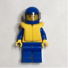 Coast Guard, Yellow Jacket with Zipper, Radio and Badge, Blue Helmet with Visor, Yellow Life Vest, Stubble (fig-000602)