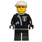 Policewoman, Black Jacket with Zipper and Badge, White Cap
