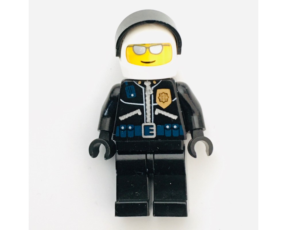 LEGO Set fig-000616 Policeman, Black JAcket with Zipper, Radio, Badge ...