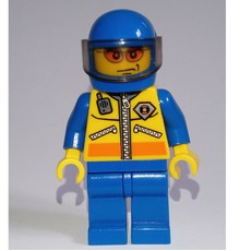 Coast Guard, Yellow Jacket with Zipper, Radio and Badge, Blue Helmet with Visor, Orange Sunglasses (fig-000626)