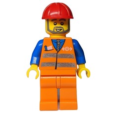 Construction Worker, Orange Safety vest, Orange Legs, Grey Beard (fig-000630)