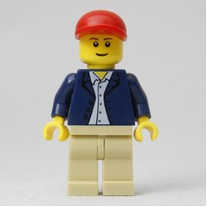 Man, Open Dark Blue Jacket, Tan Legs, Red Cap (fig-000640)