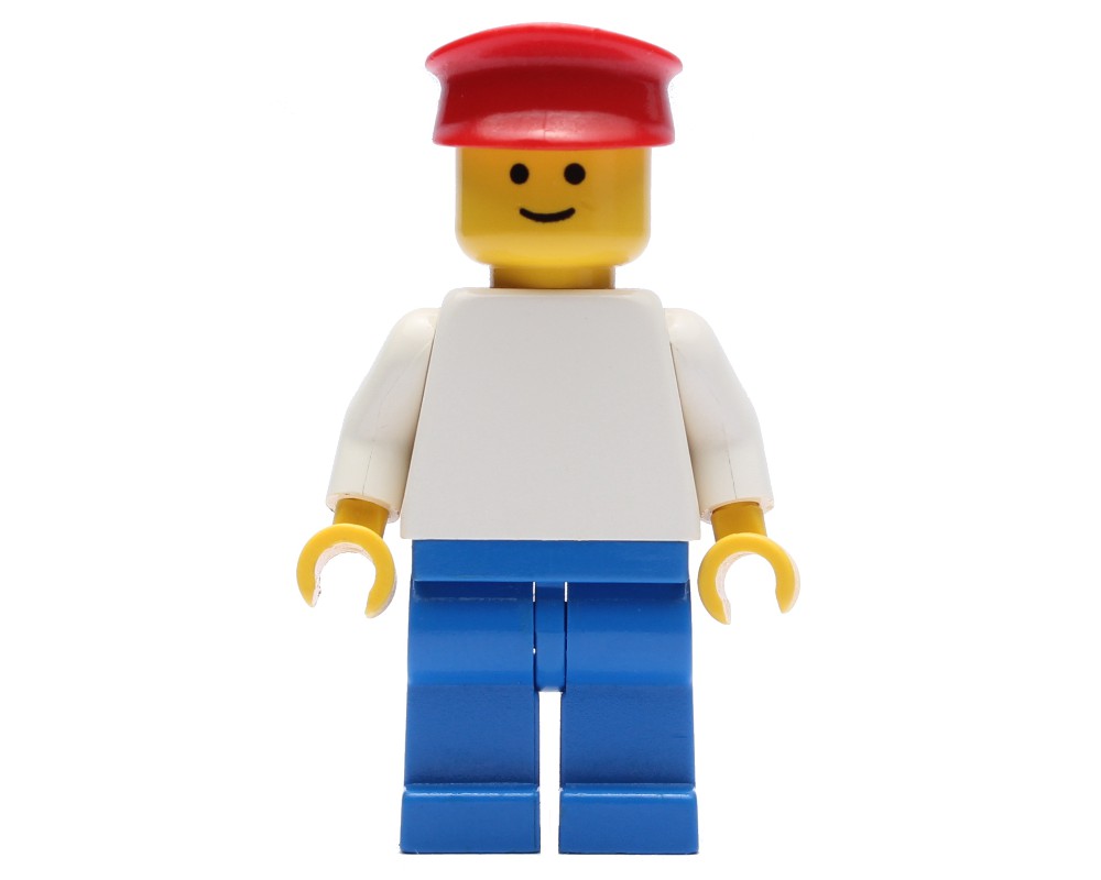 LEGO Set fig-000641 Man, White Torso, Blue Legs, Red Hat | Rebrickable ...