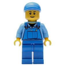 Man, Blue Overalls over Shirt, Blue Legs, Blue Cap (fig-000643)