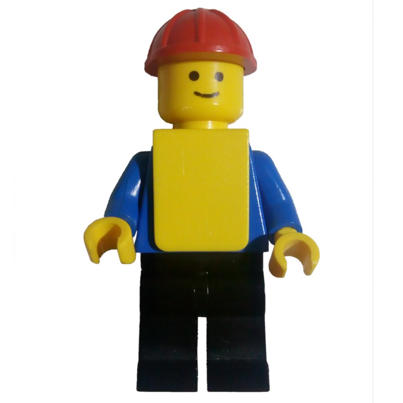 LEGO Set fig-000652 Construction Worker, Blue Torso, Black Legs, Red ...