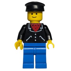 Man, Open Black Jacket over Red Shirt, Blue Legs, Black Cap (fig-000653)