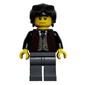 Pilot, Open Black Jacket over Dark Gray Vest and Tie, Black Hat with Goggles