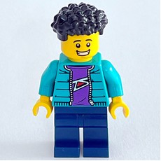 Man, Dark Turquoise Jacket, Dark Blue Legs, Black Hair (fig-000663)