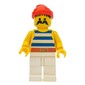 Pirate - Blue Stripes, White Legs, Red Bandana, 3626a