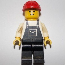 Man, Black Overalls, Red Hard Hat (3626a Head) (fig-000675)
