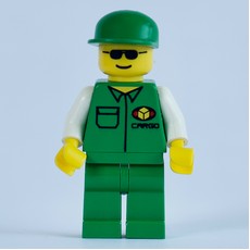 Cargo Worker, Green Jacket with Pocket, Green Cap, Sunglasses (fig-000676)