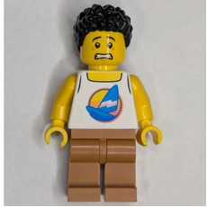 Man, White Vest, Medium Nougat Legs, Black Hair (fig-000680)