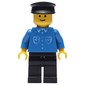 Man, Blue Shirt with Buttons and Pockets, Black Legs, Black Hat